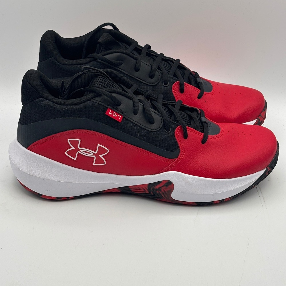 Under Armour Lockdown 7 Shoes Mens Size 13 Red Black Basketball 3028512-600
